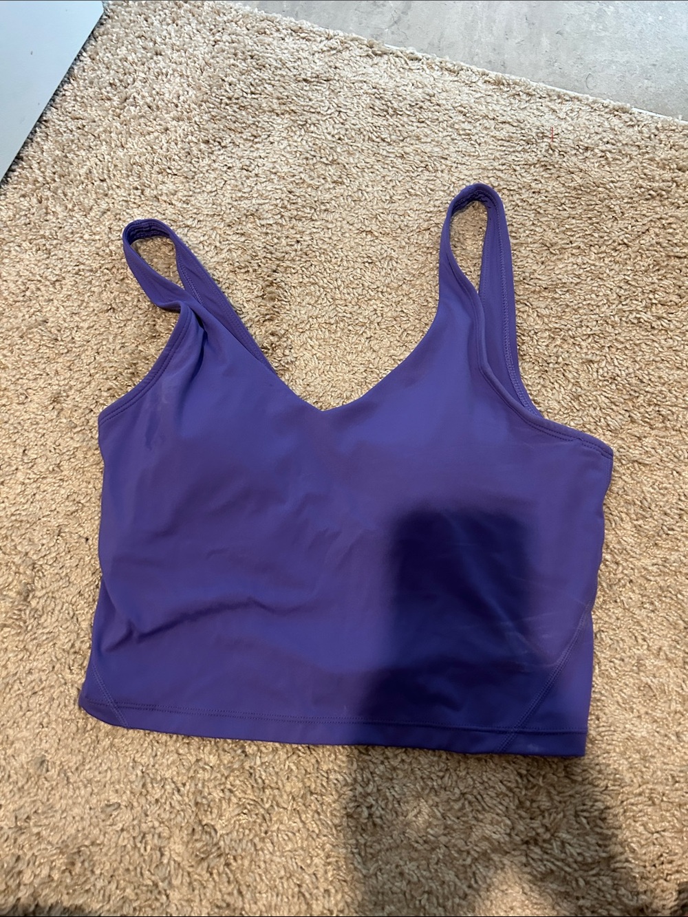 The Gym People Women's Purple V-Neck Crop Tank Top with Bra